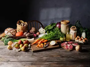 Vegetables on wooden table