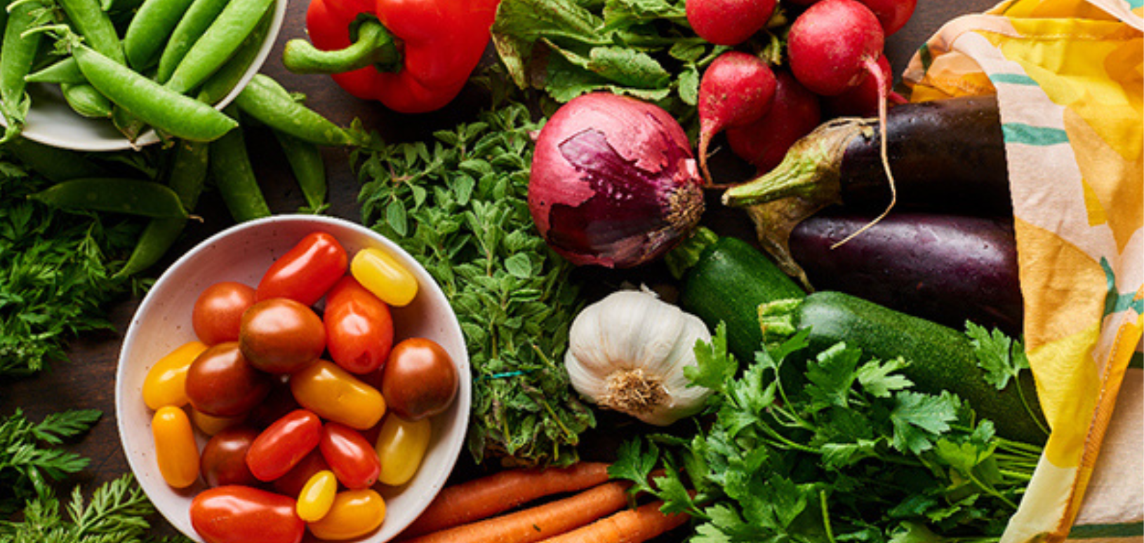 Selection of vegetables on table