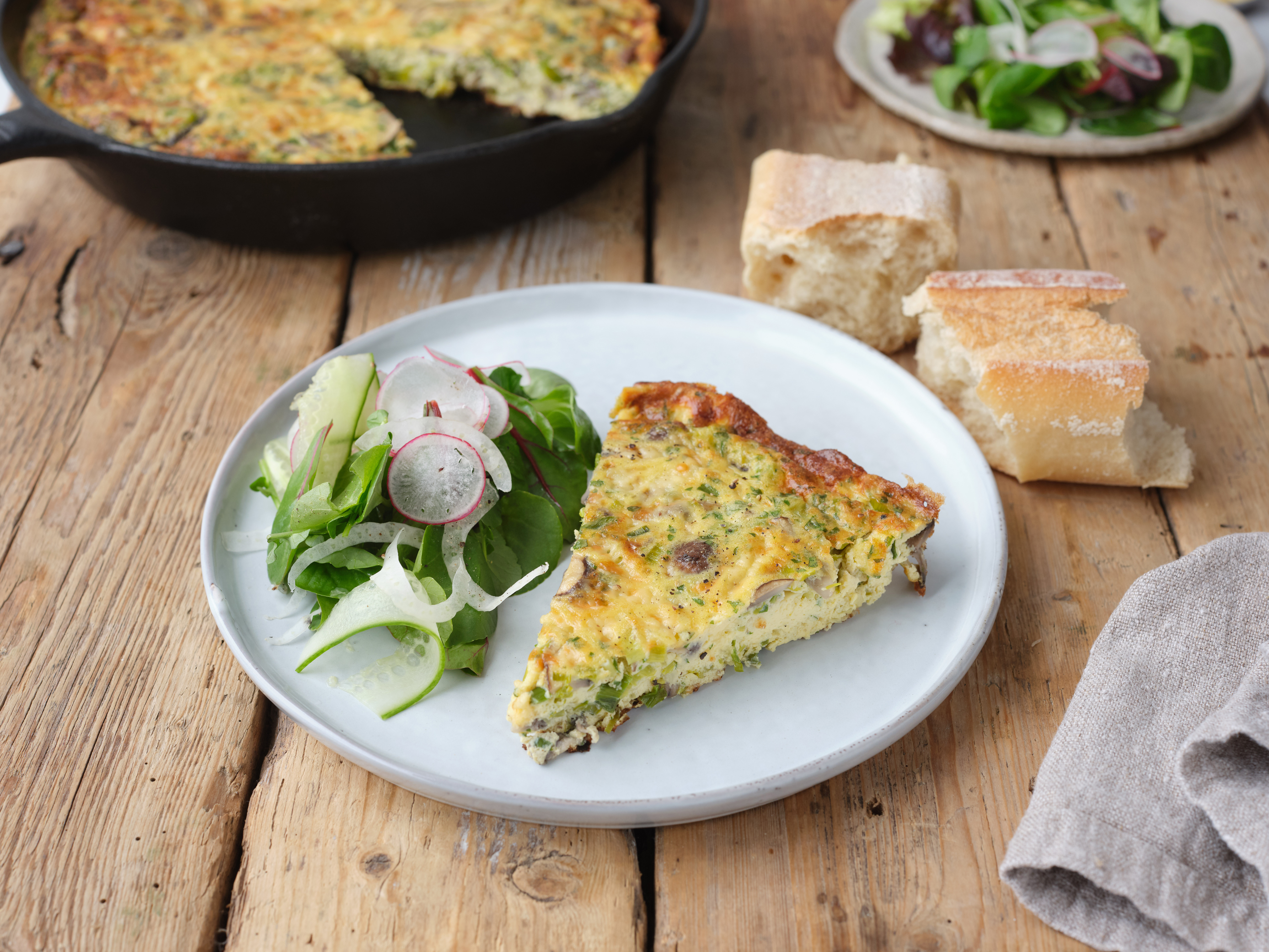 Frittata with Leeks, Mushroom and Cheese