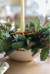 foliage and sticks in centerpiece