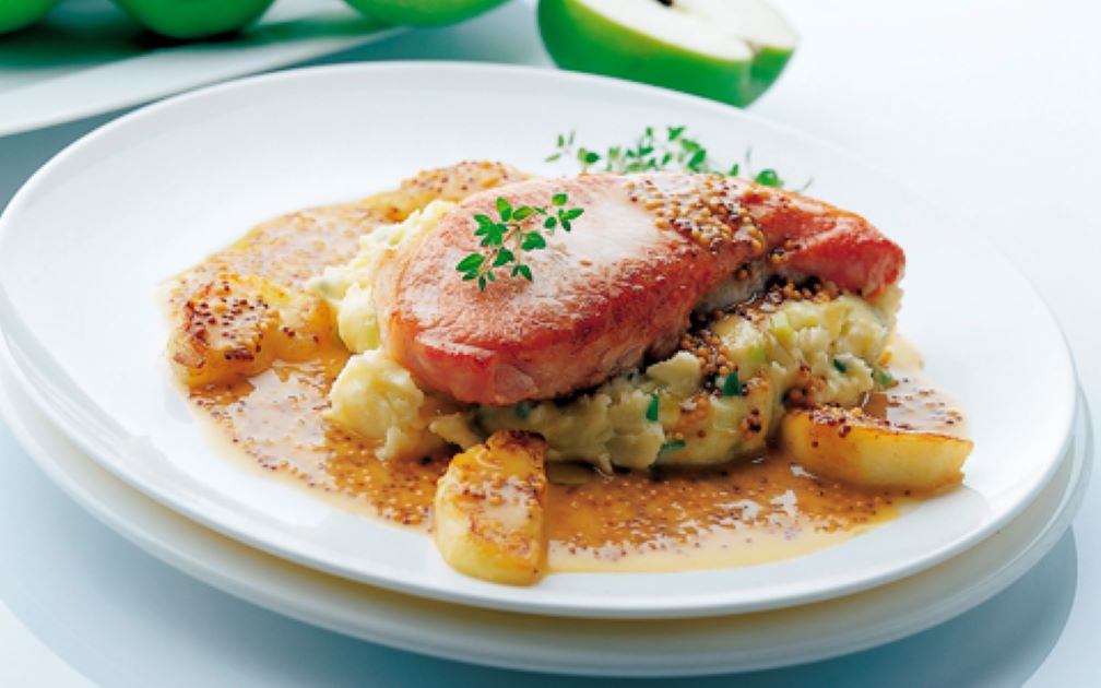 Bacon Chops with Apple & Cider Sauce