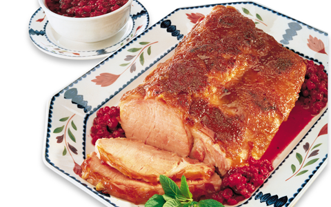 Glazed Bacon with Redcurrant Sauce