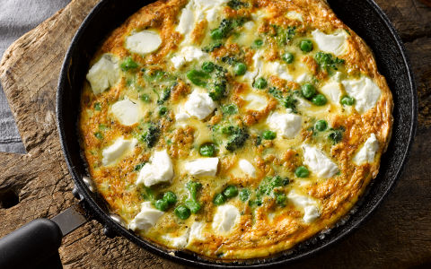 Goats’ Cheese, Broccoli and Pea Frittata