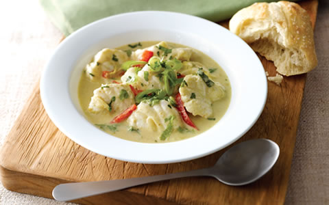 Monkfish in a Mild Thai Green Curry Sauce