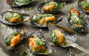 Mussels Grilled with Pesto