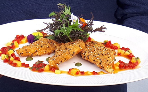 Neven's Fish Goujons with a Mango and Red Pepper Salsa