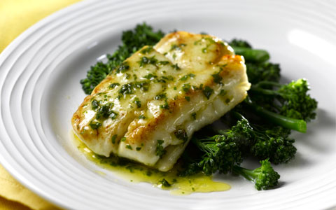 Pan-fried Hake with Lemon and Herb Butter Sauce