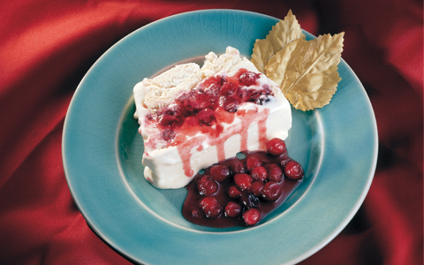 Terrine of Vanilla Ice-Cream with Meringue and Cranberry Sauce