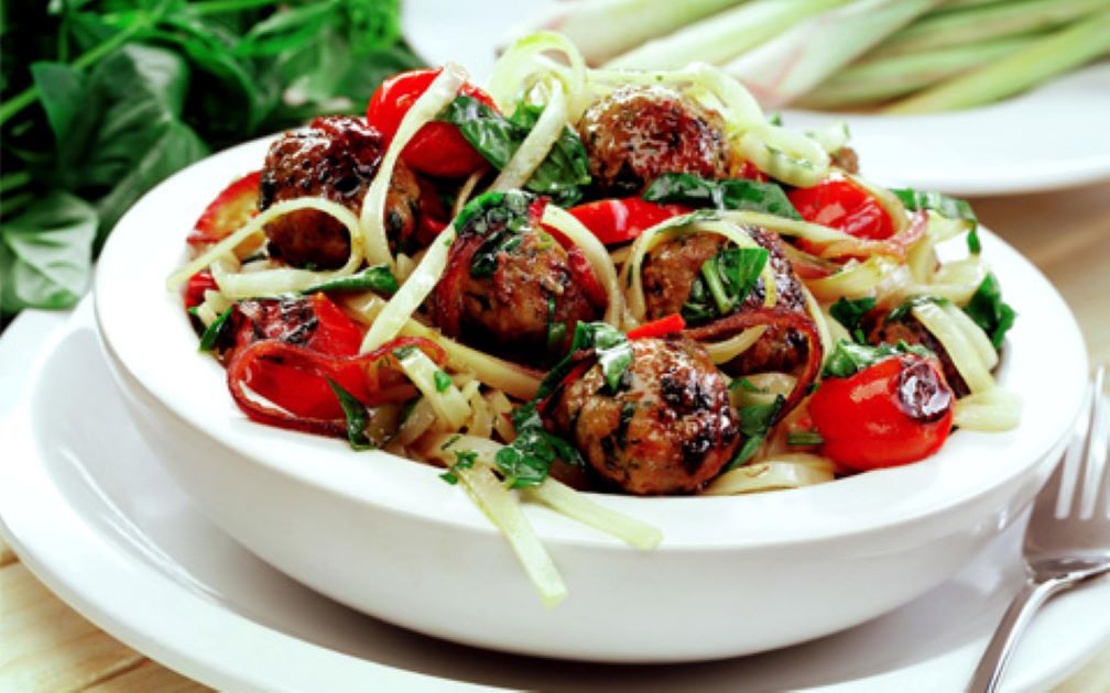Pork Meatballs with Cherry Tomato Dressing