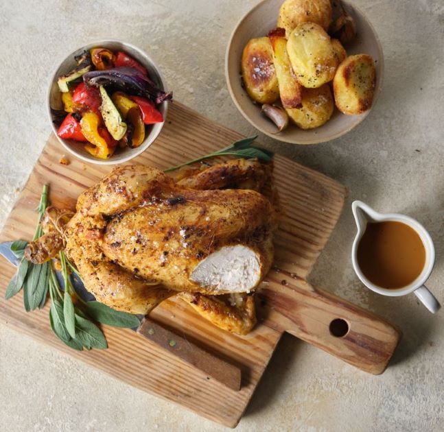 Roast Chicken with Chorizo Stuffing