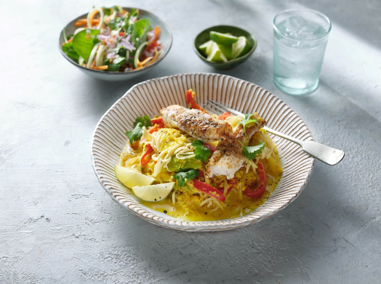 Pan Seared Monkfish with Laksa Noodles