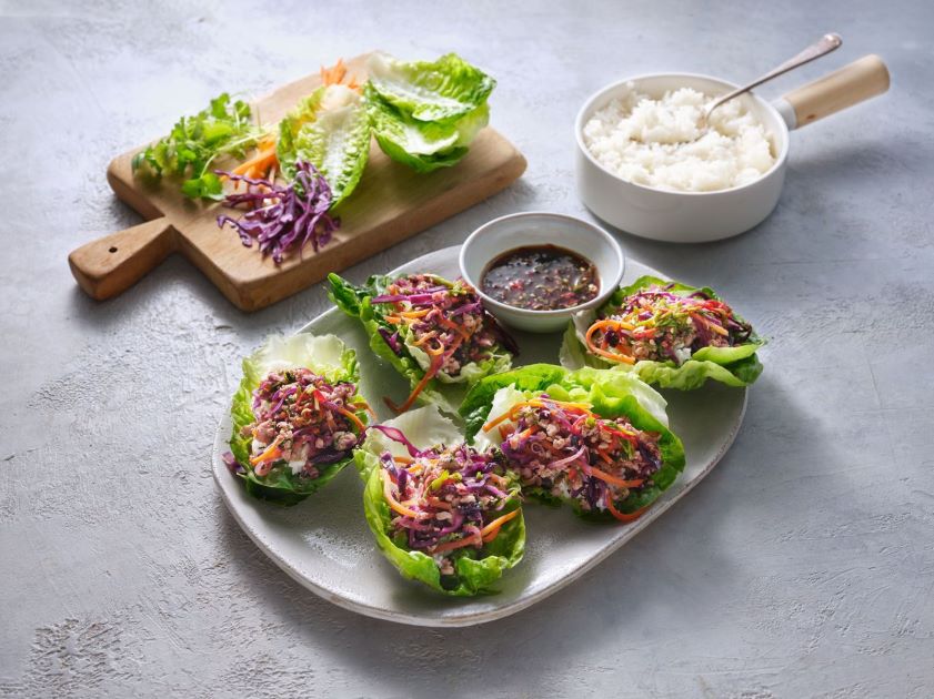 Pork Larb with Little Gem Lettuce