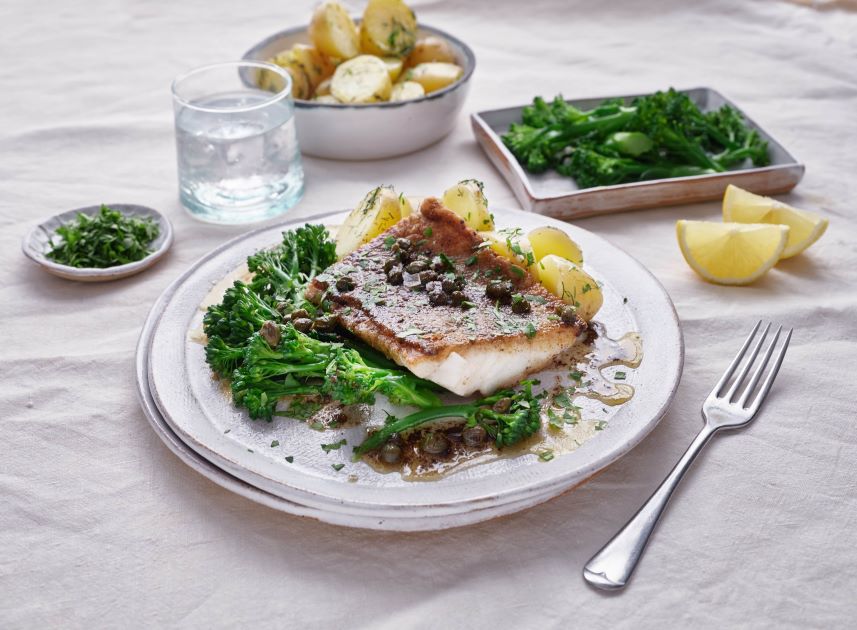 Haddock with Butter, Lemon and Caper Sauce