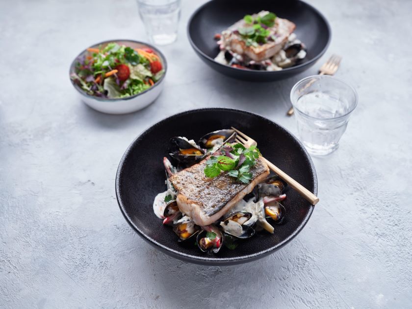 Pan-Fried Hake with Mussels