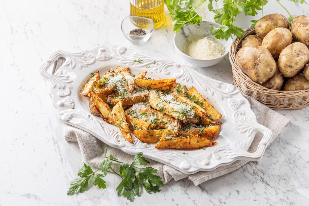 Crispy Parmesan potato wedges