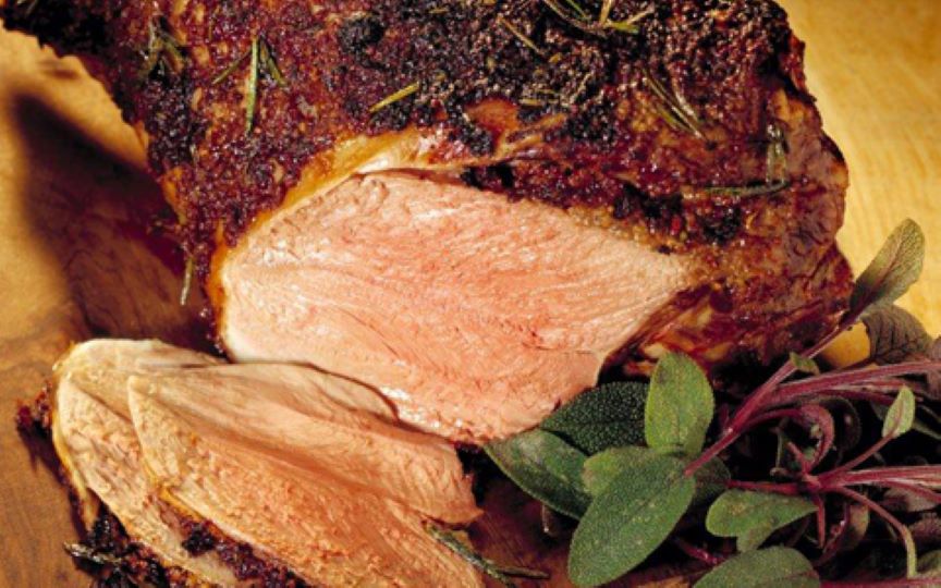 Leg of Lamb Roasted with Mustard and Rosemary