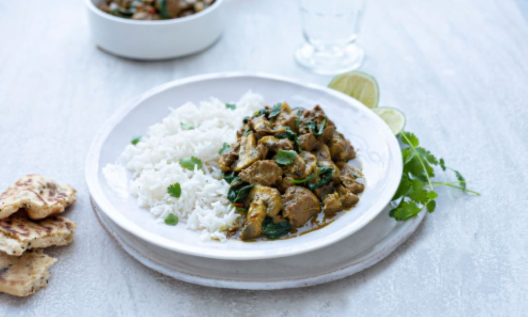 Lamb and Mushroom Korma with Spinach